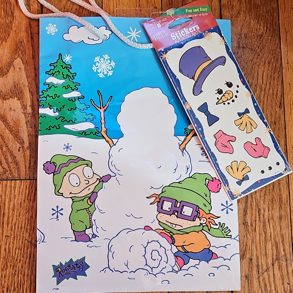 Vintage Nickelodeon Rugrats Winter Gift Bag with Stickers New Old Stock